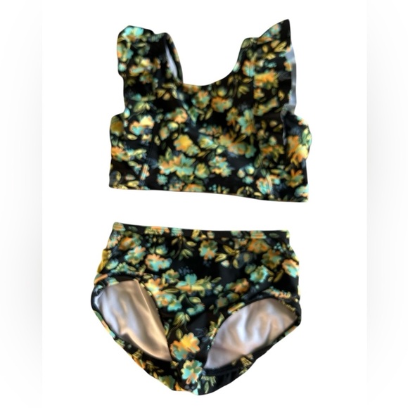 2 swim suits: Ruffle Butts Kids Swim Bikinis - Floral and Sea Life Prints Sz 4 - Picture 4 of 7
